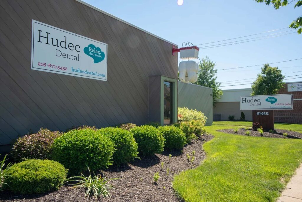 Cleveland Hudec Dental office with landscaping outside