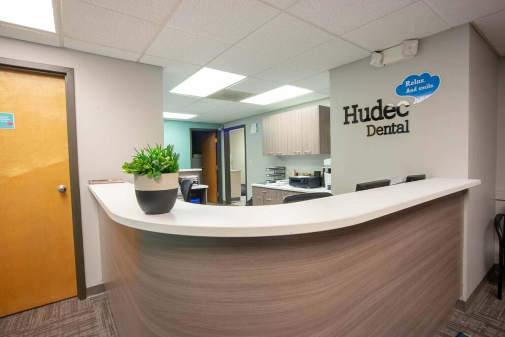 a reception desk in Hudec dental office